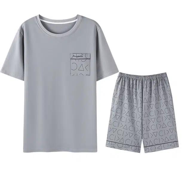 向薇 简约风短袖青年学生家居服睡衣套装 男款