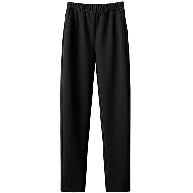 她池 通勤针织弹力松紧腰哈伦裤高腰休闲裤 女款