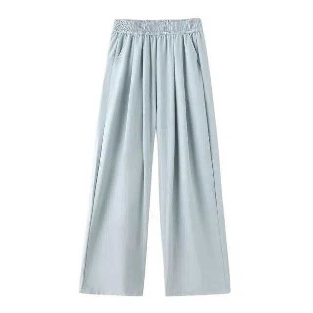 花栗鼠小姐 日常舒适百搭奶芙通勤风纯色慵懒醋酸肌理感褶皱高腰宽松阔腿遮肉显瘦山本裤休闲裤 女款