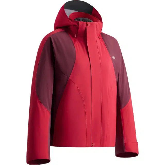 蕉下  户外三合一连帽合身舒适  防水防风保暖防寒防雨冲锋衣 女款 朱缨红-墨黛紫