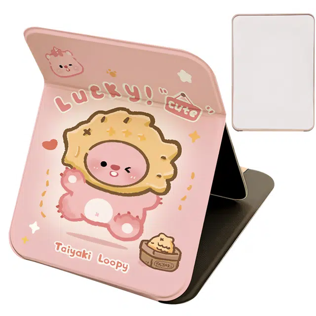 繁花森林 卡通可爱镜子折叠便携化妆镜台式方形家用高清梳妆镜翻盖式外出随身镜梳妆镜化妆镜子 理容