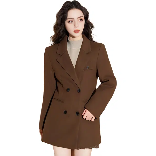 法文箱子 休闲简约通勤西装 女款 咖色