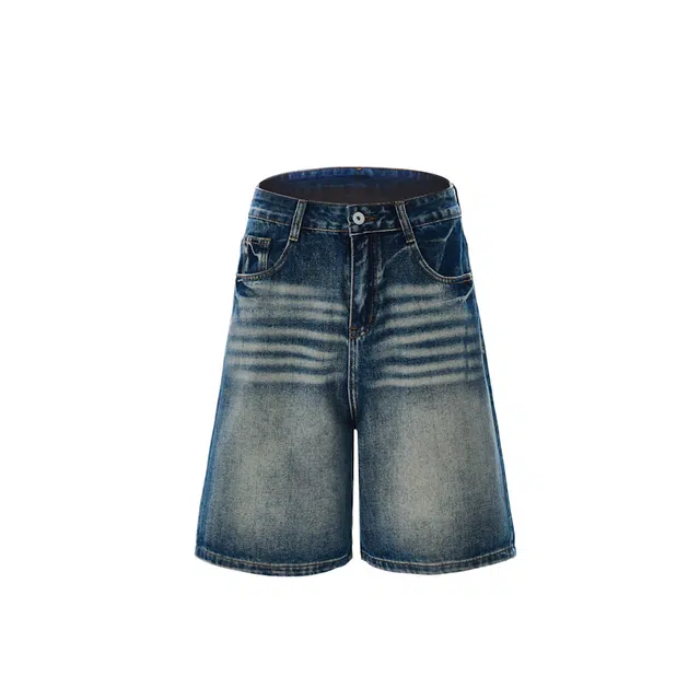 帝狼牛 美式复古高街潮流潮牌时尚百搭个性宽松基础款牛仔短裤 男女同款