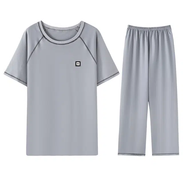 向薇 休闲短袖字母长裤青少年睡衣套装 男款