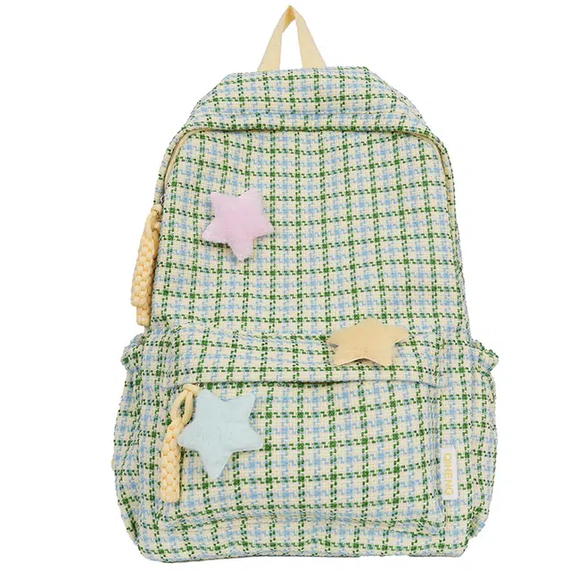 帕克熊 文艺格子百搭时尚可爱 织物 双肩包 男女同款情侣款 多色