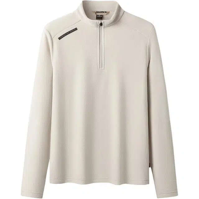 探路者 舒适休闲简约户外保暖立领套头绒感外套 女款 极地白