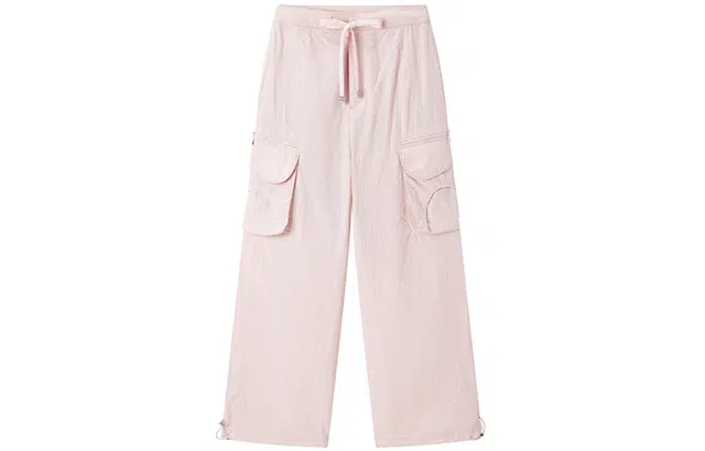 太平鸟 高腰工装口袋长裤宽松直筒束脚运动休闲裤 女款