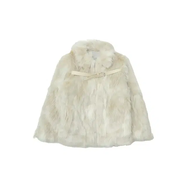 花栗鼠小姐 名媛千金 高级气质感仿狐狸毛设计感皮带金属扣珍珠光泽毛绒绒宽松皮草 女款 山茶白