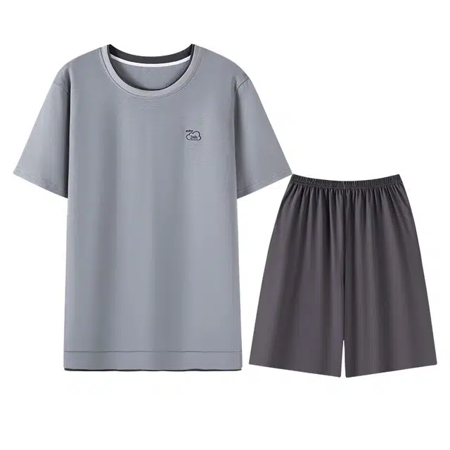 向薇 舒适字母可外穿短袖五分裤夏季睡衣套装 男款