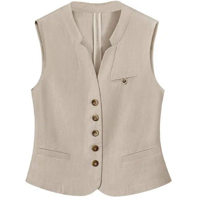 她池 新中式休闲通勤气质马甲 女款 米色