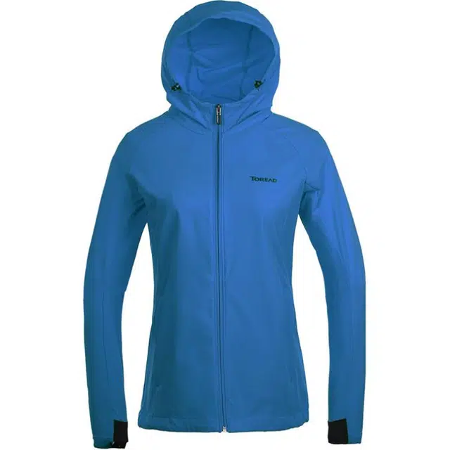 探路者 耐磨防泼水连帽风衣 女款 滤水蓝