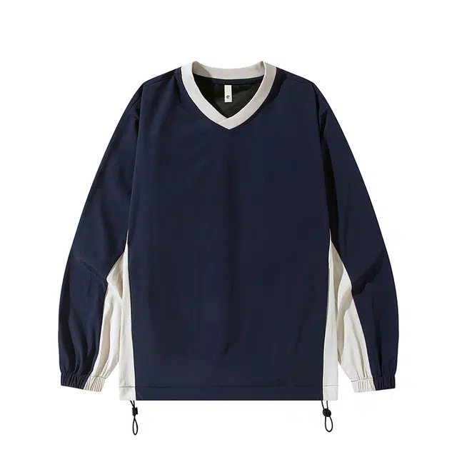 曲韩 撞色设计感塔丝隆速干长袖春夏季户外运动上衣套头外套卫衣 男女同款