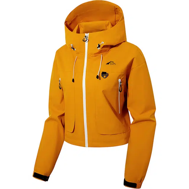 赛琪 美式潮流短款纯色简约多巴胺连帽户外徒步露营旅行防风防水登山服长袖透气百搭宽松休闲耐磨连帽夹克风衣外套 女款