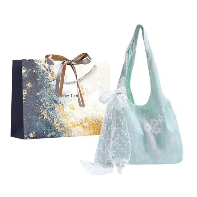 伊曼家 国风蝴蝶结小雏菊百搭通勤 尼龙 托特包单肩包 女款 绿色/粉色/蓝色