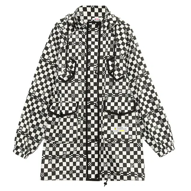 木果果木 休闲时尚棋盘格百搭风衣 女款 花色