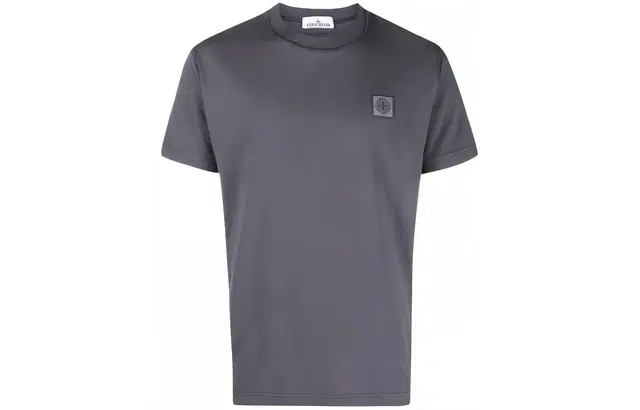 Stone Island Logo Print Crewneck T-Shirt Gray White