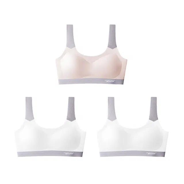 草本初色 撞色无痕内搭发育期运动内衣超薄透气初中高中学生背心青春成长期无钢圈舒适少女文胸 女款