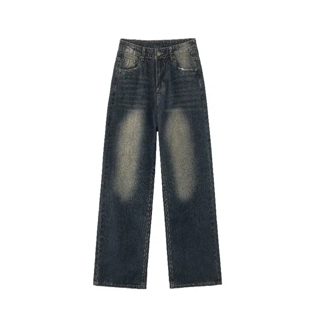 涂诗菲 美式复古辣妹阔腿直筒牛仔裤 女款