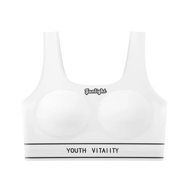 草本初色 青春发育期初高中学生无痕运动防震固定背心文胸 女款