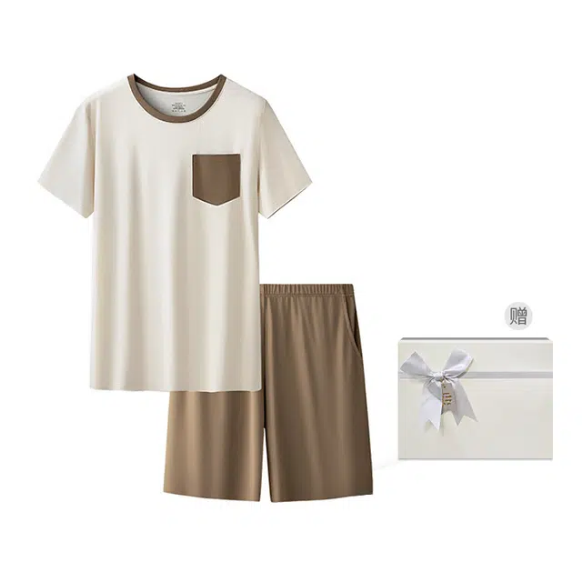 对你的私语 家居服圆领短袖可外出薄款睡衣套装 女款 礼盒装