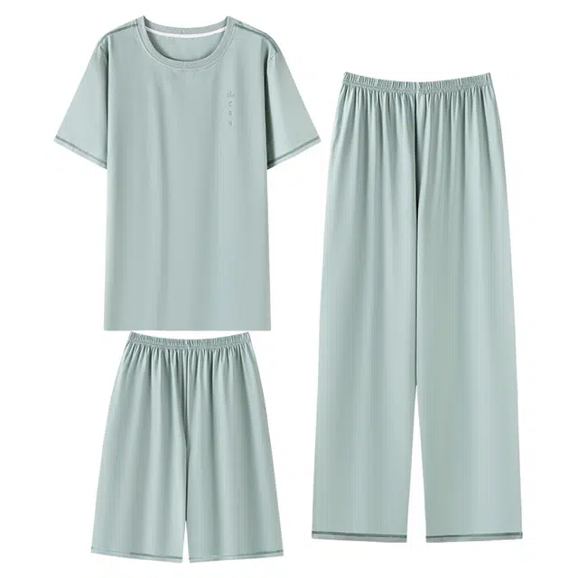 向薇 三件套短袖长裤薄款字母青少年时尚家居服春夏季睡衣套装 男款