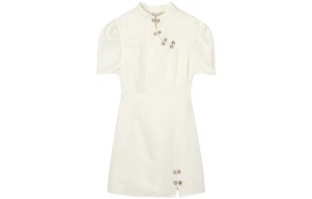 国风新中式立体提花镂空旗袍短袖连衣裙 女款