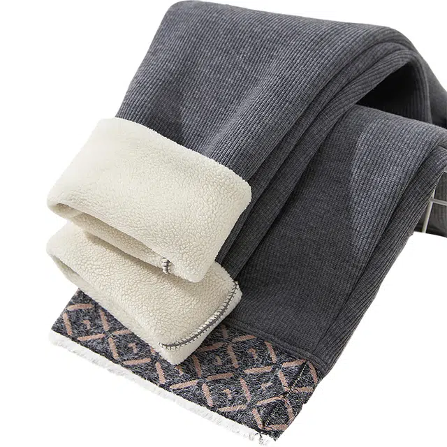 她池 加绒保暖九分裤子松紧腰弹力修身打底裤 女款