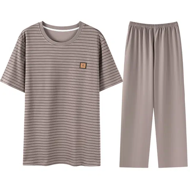 向薇 凉感时尚休闲短袖长裤家居服可外穿睡衣套装 男款