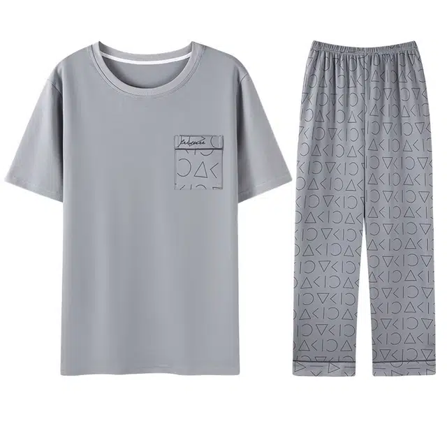 向薇 短袖长裤休闲款青少年学生家居睡衣套装 男款