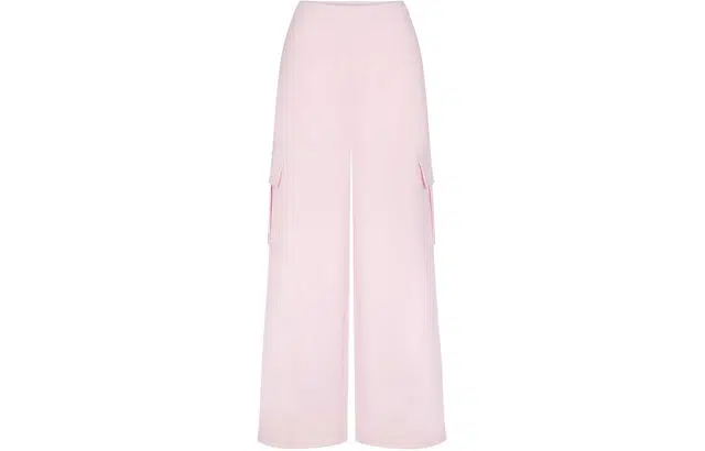 SKIMS COTTON FLEECE OVERSIZED CARGO PANT CHERRY BLOSSOM