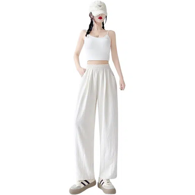 水中花 奶芙冰丝速干裤女夏季薄款九分直筒休闲裤 女款