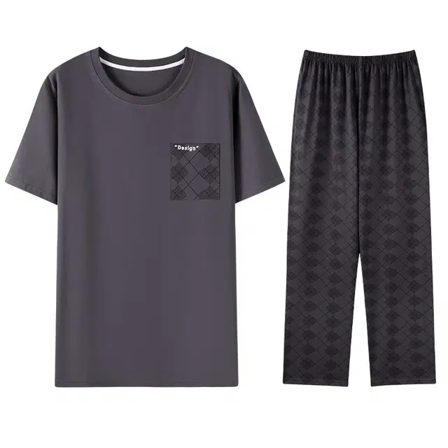 向薇 短袖长裤家居服可外穿休闲透气亲肤睡衣套装 男款