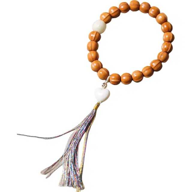 得笙陌 雕刻小鲨鱼爱心满满流苏新中式国潮小众手持串 猴头核桃 手串 男女同款情侣款