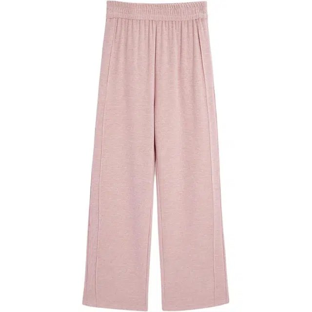 爱依服 简约纯色松紧自然腰阔腿休闲裤 女款