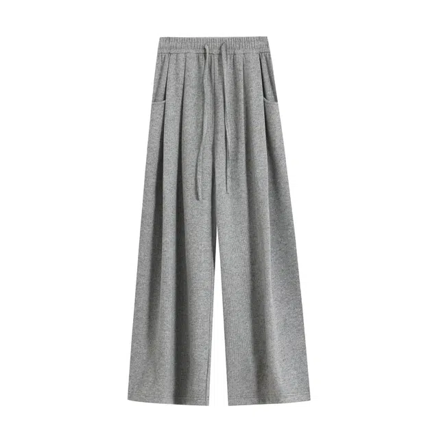 欧迪芬 糯米阔腿裤宽松直筒垂感慵懒运动裤子春秋款休闲裤 女款