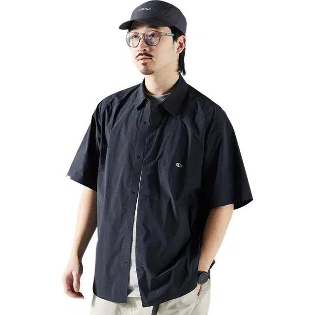 蓝岐 活页透气凉感抗菌运动宽松轻量化压胶透气短袖衬衫 男女同款