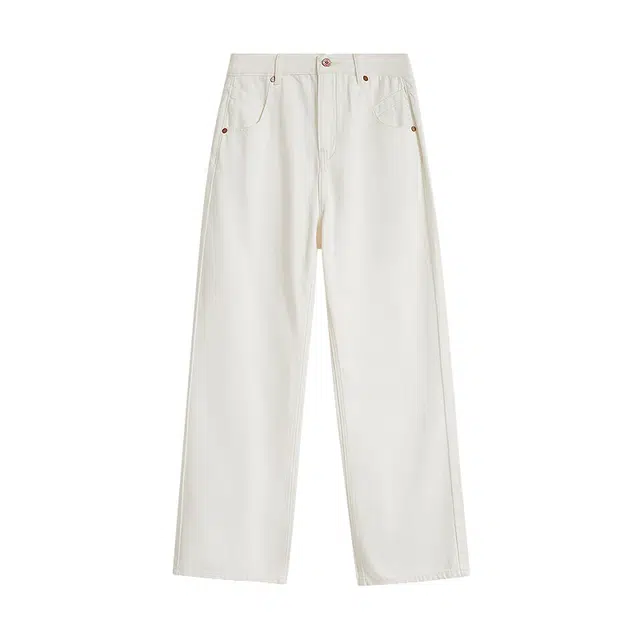 茵曼 纯色高腰宽松直筒裤简约通勤休闲裤 女款