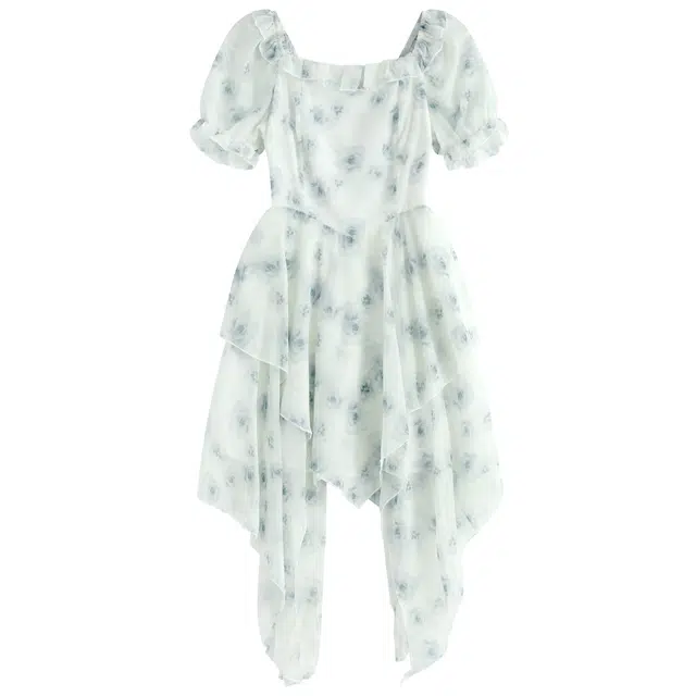 九条喵 方领套头泡泡短袖连衣裙 女款 绿色