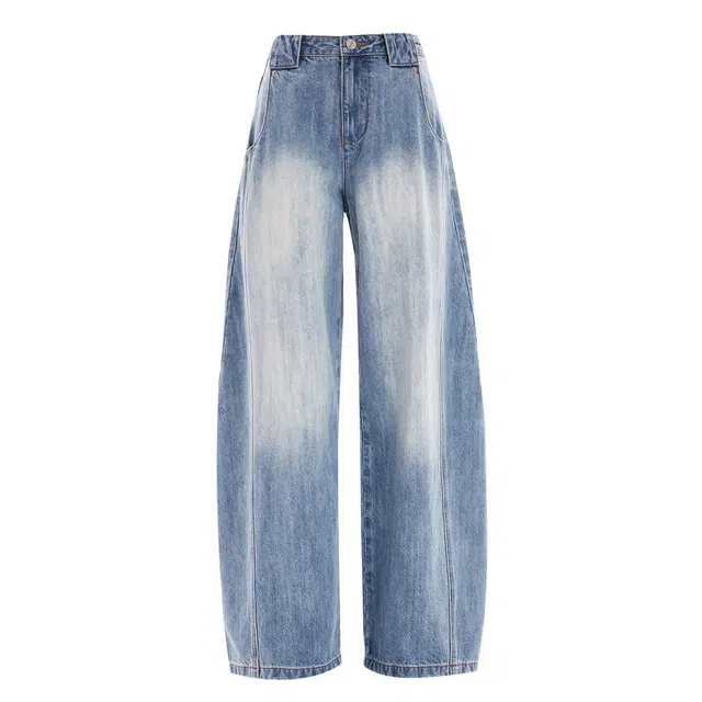 玫丝朵 复古阔腿香蕉弯刀设计感水洗宽松百搭垂感牛仔裤 女款