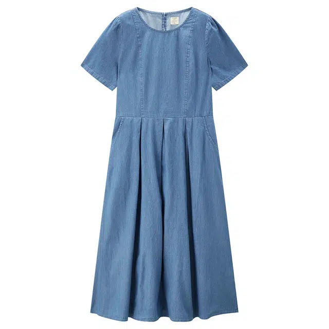 佐丹奴 纯棉水洗圆领短袖连衣裙 女款