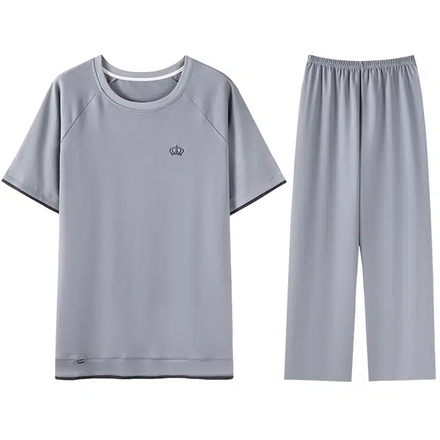 向薇 凉感休闲短袖上衣居家服长裤睡衣套装 男款