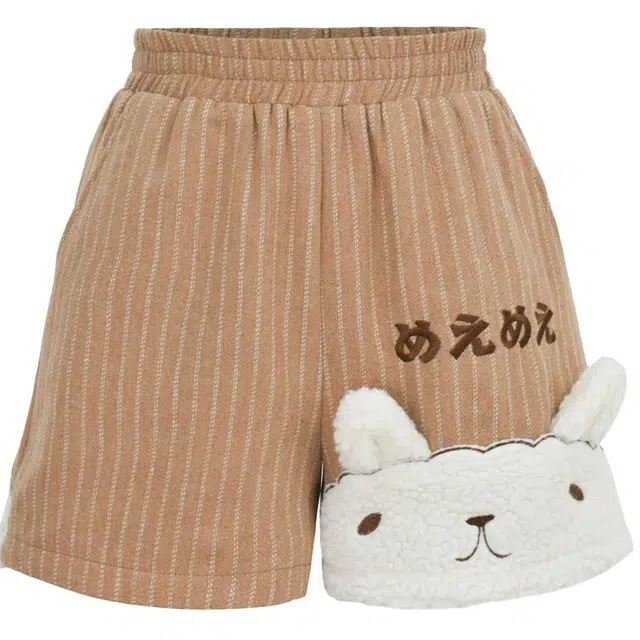 森女部落 可爱松紧腰休闲短裤 女款 棕色