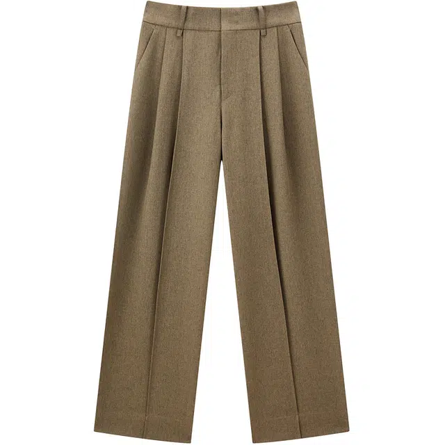 太平鸟 大师系列高端通勤阔腿休闲裤 女款 棕色