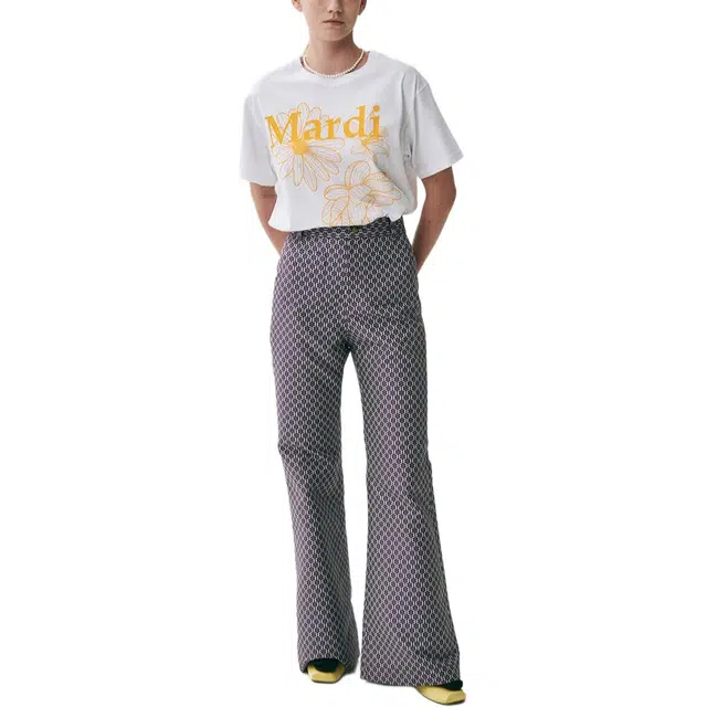 MARDI MERCREDI SS25 FLARE PANTS FLOWER JACQUARD_PURPLE