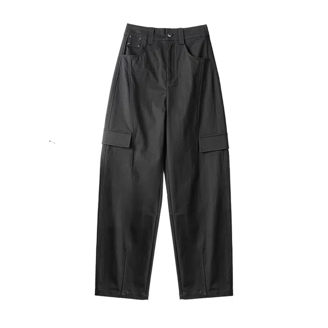 着西 时尚舒适简约百搭纯色高腰工装休闲裤 女款