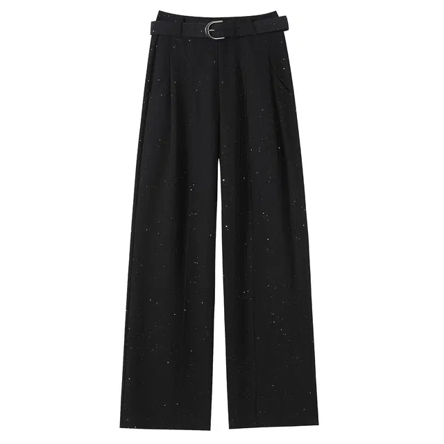 思蓓儿 亮片烫钻高腰窄版阔腿裤休闲裤 女款