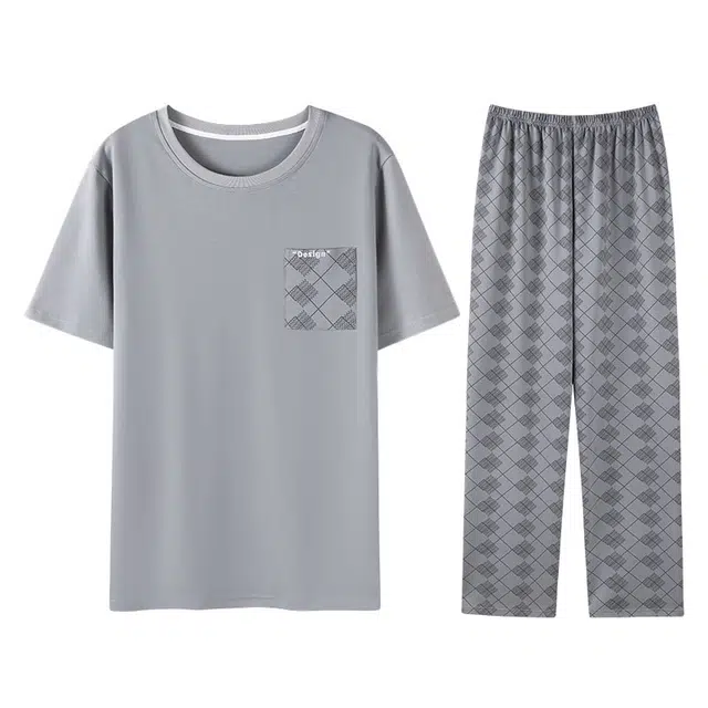 向薇 短袖长裤简约时尚休闲家居服可外穿睡衣套装 男款