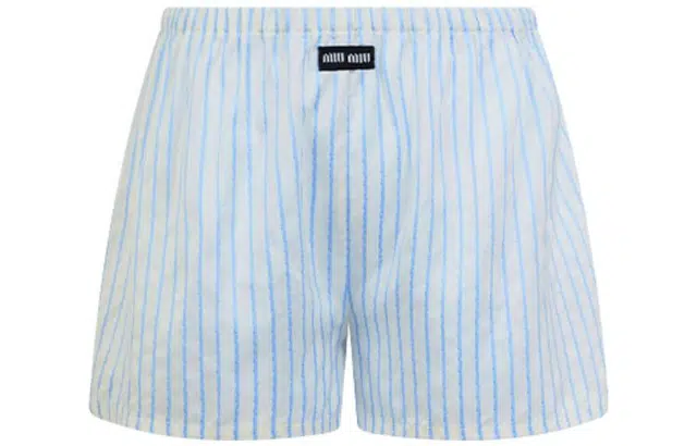 MIU MIU SS23 Striped Jacquard Shorts Light Blue