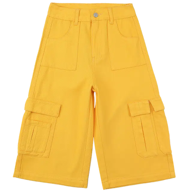 拾籍 合身阔腿适中高腰牛仔短裤 女款