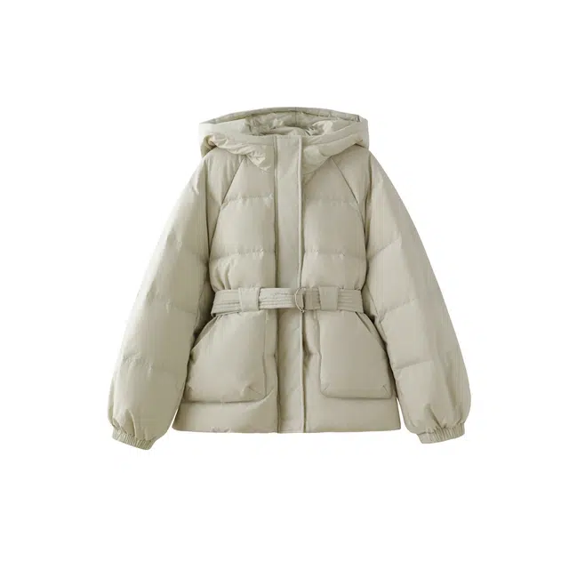 花栗鼠小姐 韩系欧尼气质显瘦收腰秋冬季短款连帽棉服 女款